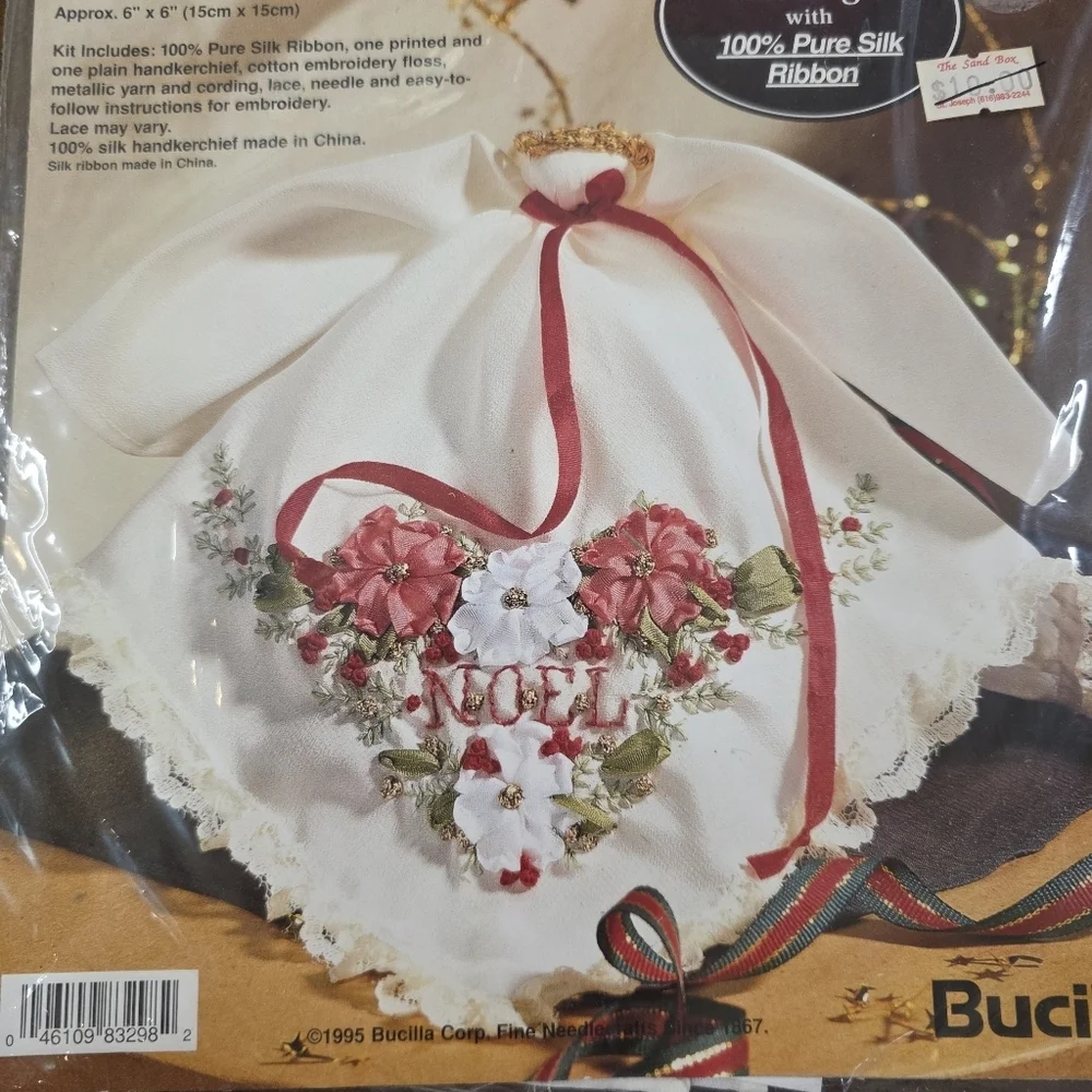 Vintage 1995 Bucilla Silk Ribbon Embroidery Kit Noel Angel Christmas Craft